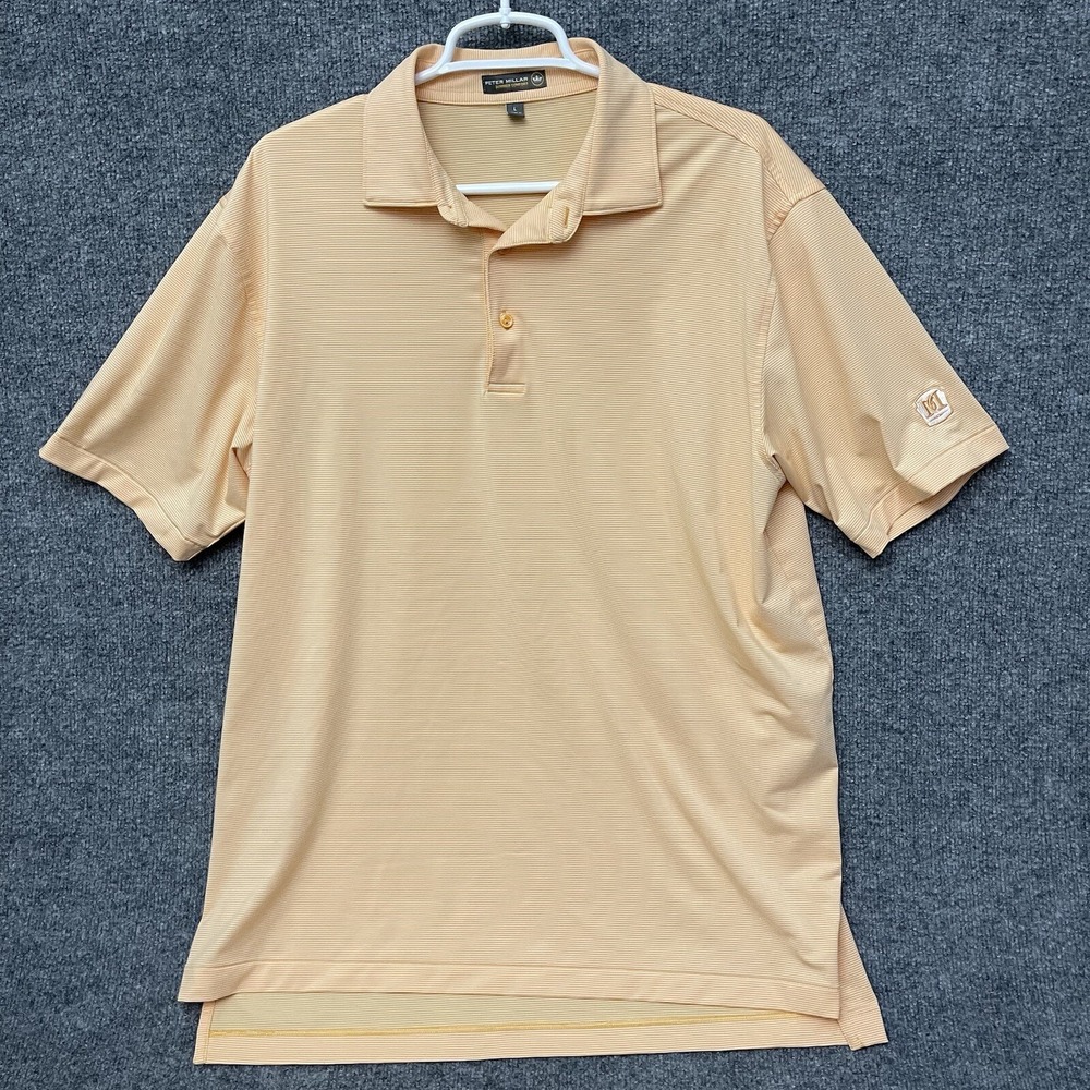 Peter Millar Summer Comfort Polo Shirt Men's Short Sleeve Orange Striped Large